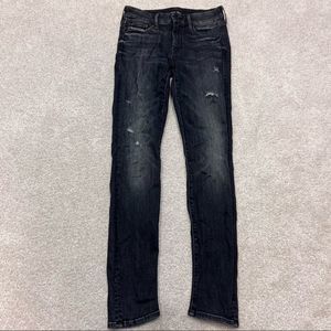 Mother  "THE LOOKER"  Crash and Burn  Black Distressed Straight/skinny jean